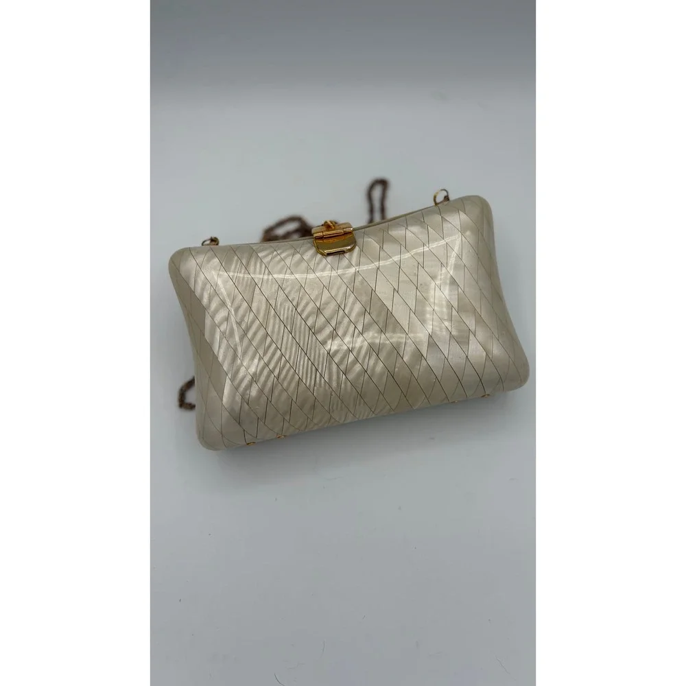 Lisette Box Clutch Women Small Cream Mother of Pearl Harlequin Shell Purse